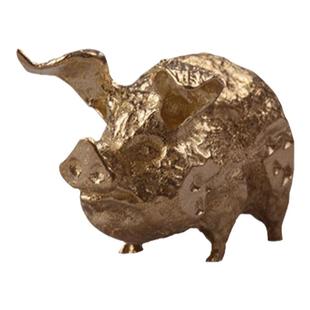 十二生肖茶宠金猪福猪铜制手工创意茶盘小摆件天蓬元帅茶玩盖置