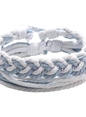 棉麻组合手链男女ins风手工编织