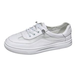 头层牛皮浅口小白鞋春秋2025女士新款单鞋平底休闲百搭透气小皮鞋