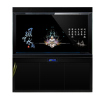 定制鱼缸背景贴纸黑色背景膜画高清图壁纸5d立体风生水起大圣荷花