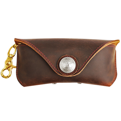 手工真皮男士抗压收纳包眼镜盒