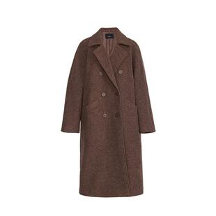 【商场同款】AUM噢姆2025年冬季新款羊毛细圈圈纱针织呢长款大衣