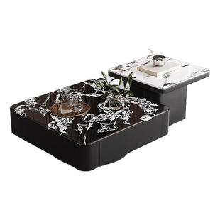 意式轻奢超晶石实木茶几客厅家用茶桌高端微晶石茶几2025新款茶几