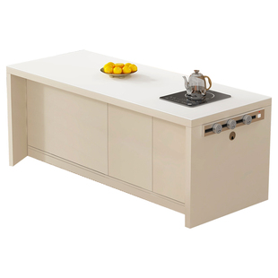 法式岩板岛台餐桌一体小户型家用齐平岛台厨房中岛台吧台桌8E19-2