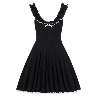 self-portrait一字肩针织连衣裙