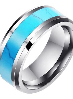 绿松石钨钢男士戒指