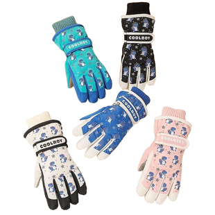 儿童滑雪手套保暖玩雪防水冬季学生骑行加厚男女小孩五指防风防寒