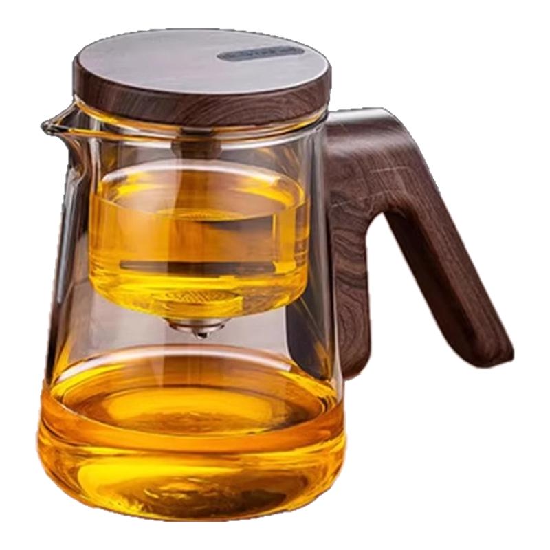 顶壶飘逸杯一键茶水分离泡茶壶无杆磁吸玻璃飘逸壶高端办公泡茶杯