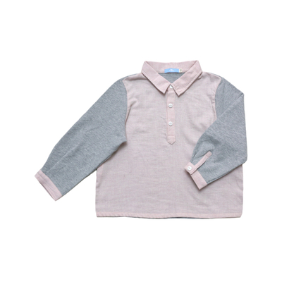 更牌男童纯棉针织套头粉色衬衫