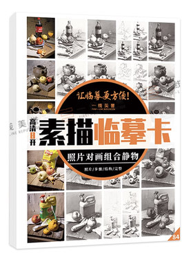 8开素描组合临摹卡照片对画步骤到完整组合静物高清国美初级单体结构组合明暗精美零基础入门教材