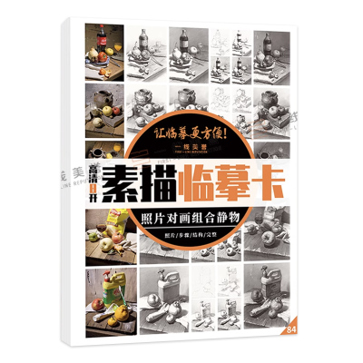 8开素描组合临摹卡照片对画步骤到完整组合静物高清国美初级单体结构组合明暗精美零基础入门教材
