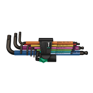 德国Wera维拉彩色950 SPKL/9 公制9件套加长球头内六角扳手1.5-10