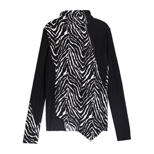 欧货小众独特高领打底衫女冬季百搭爆款黑白条纹纹个性长袖时尚上