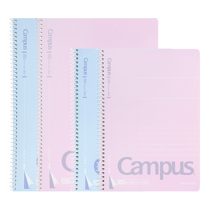 官方旗舰店 日本kokuyo国誉campus螺旋本东大笔记本侧翻线圈记事本中学生女日记本易撕本点线本子a5/b5