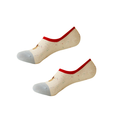 米吉诺拉 轻薄款夏季卡通透气低帮浅口船袜女士点纱纯棉隐形袜子