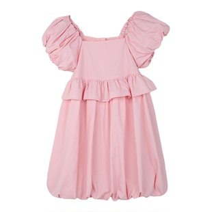 edo1一度童装outlets泡泡袖粉色连衣裙女甜美公主百搭休闲蓬蓬裙