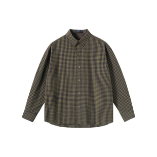 NYHSUGOO/南乙秋季100%棉撞色格子衬衫天然椰子纽扣3922男士外套