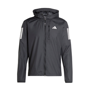 拒水跑步运动紧身连帽夹克外套防风衣男adidas阿迪达斯