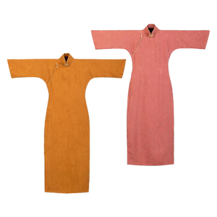 金秋画兰丨一城风絮丨真丝红云纱提花倒大袖平裁花扣古法旗袍