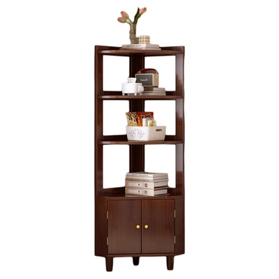 实木转角书架落地多层置物架