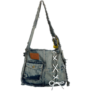 韩系复古小众废土风慵懒文艺水洗牛仔帆布包袋潮酷百搭单肩斜挎包