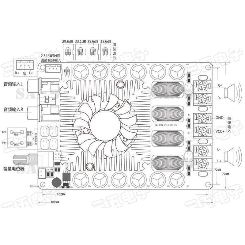 TDA7498E 数字功放板 2X160W立体声BTL220W单声道 大功率数字功放