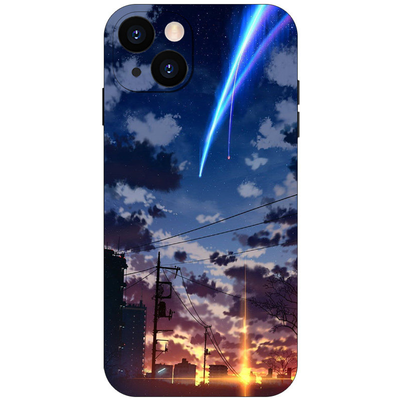 你的名字流星小众日漫手机壳适用苹果14/13全包12/11液态硅胶iPhone15ProMax光面钢化玻璃定制安卓动漫保护壳