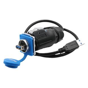 凌科LP24 数据连接器USB3.0防水航空插头插座 USB插头带0.5M线USB