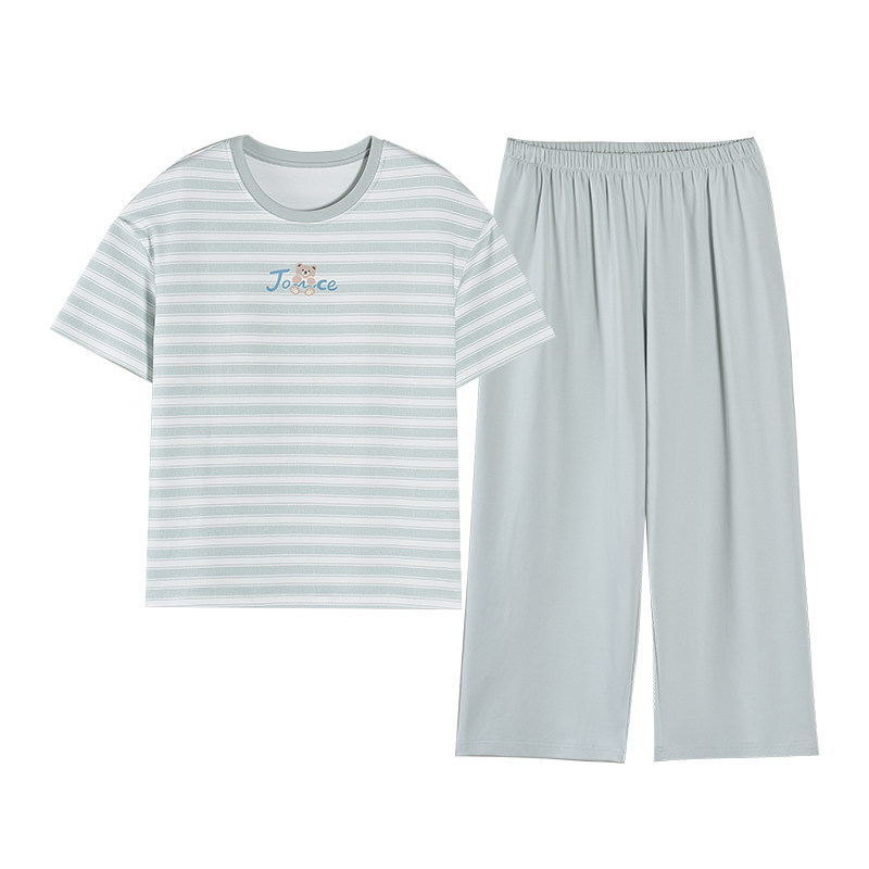 夏季女士莱卡爽棉胸垫家居服套装