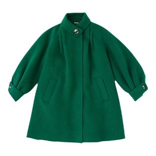 SNIDEL秋冬款复古立领系带A字羊毛呢大衣外套SWFC244306