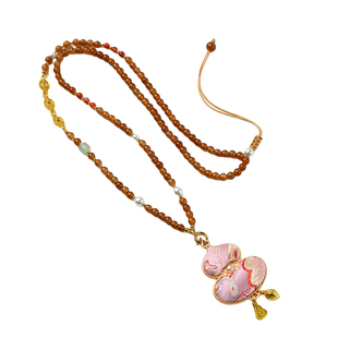 糖料和田玉髓佛牌链子唐卡吊坠链宋锦葫芦新中式国风旗袍汉服配链