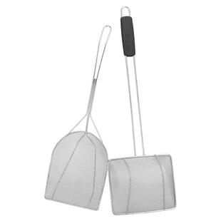 商用不锈钢方形油渣铲漏勺过滤铲漏网捞渣网筛加长勺子隔油渣超细