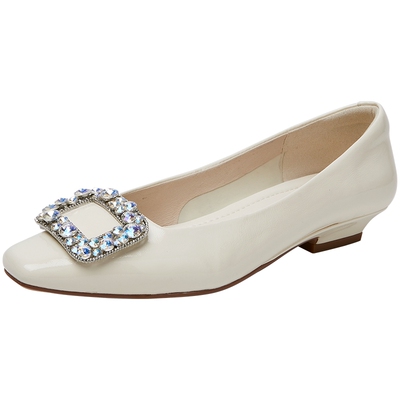 百田森水钻方扣气质小单鞋