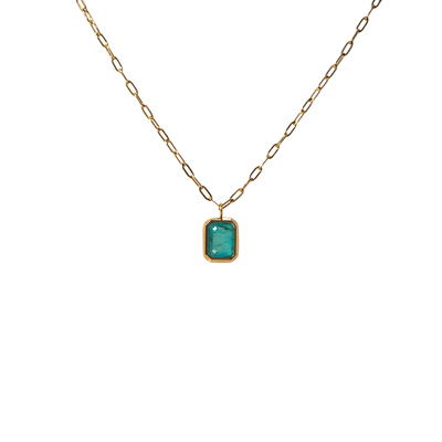 钛钢钛钢女海水蓝绿项链锁骨链