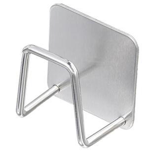 不锈钢海绵擦沥水架家用免钉胶粘贴挂钩厨房洗碗池置物钢丝球收纳