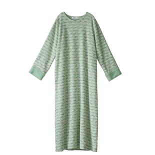 自制！清新绿简约气质秋款小香风袍子连衣裙原创宽松大码显瘦长裙