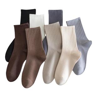 黑色袜子女中筒袜冬搭配乐福鞋小皮鞋纯棉袜子100全棉潮流袜长袜