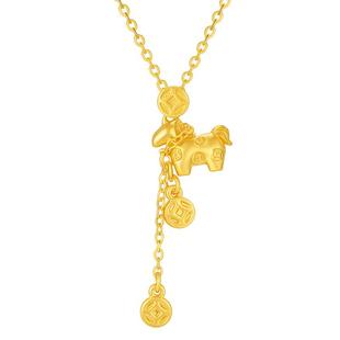 TSL谢瑞麟黄金项链马上有钱5G足金工艺铜钱套链计价黄金新品XQ701