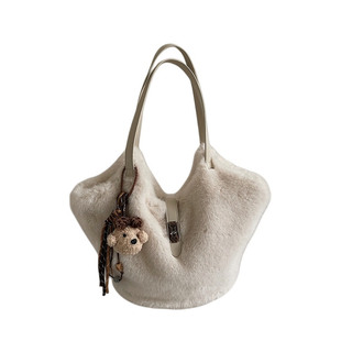 毛绒包包女2025秋冬新款女大容量托特包时尚单肩腋下包通勤毛毛包