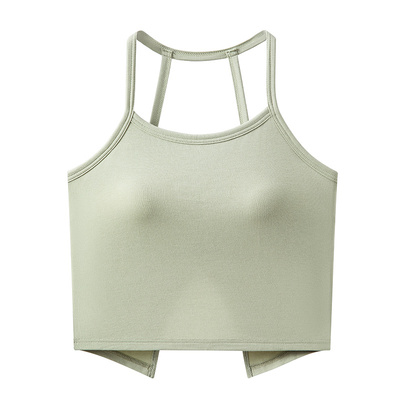 带胸垫港式美背吊带背心