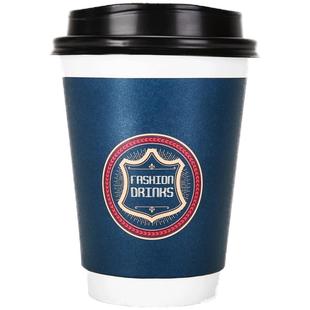 新天力一次性咖啡杯子加厚带盖纸杯定制防烫热饮杯奶茶杯商用家用