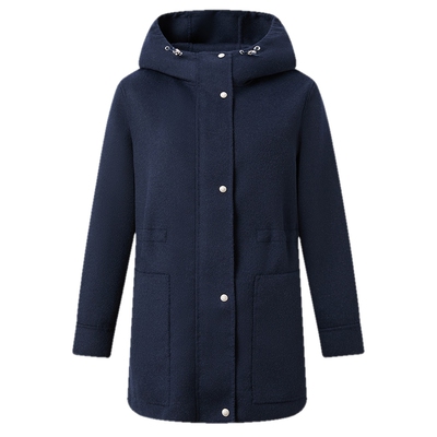 FINITY羊绒大衣连帽毛呢外套