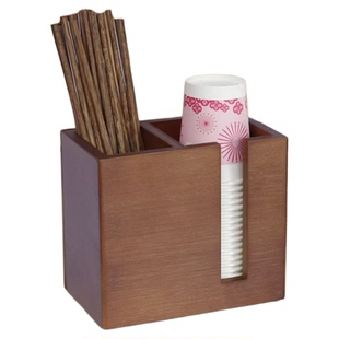 竹制筷子筒餐厅复古多功能收纳盒面馆餐巾纸盒纸巾筷子架LOGO定制