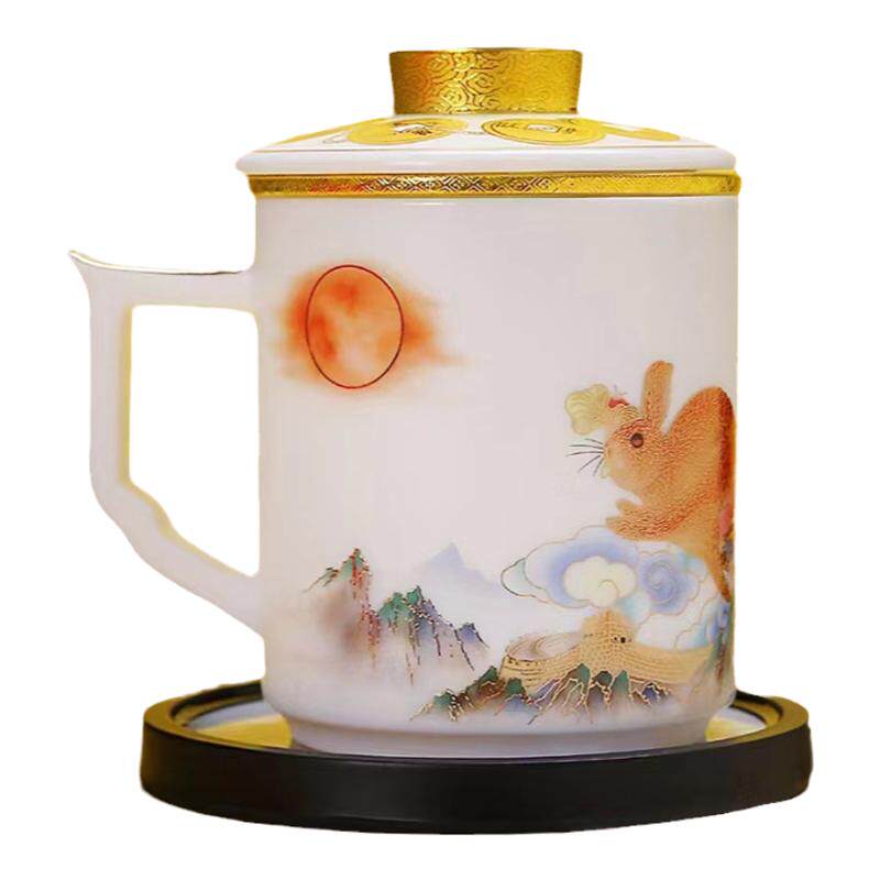 景德镇陶瓷高档礼品套装带盖茶漏