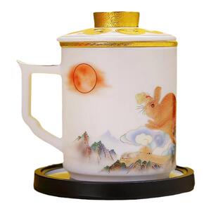 景德镇陶瓷高档礼品套装带盖茶漏