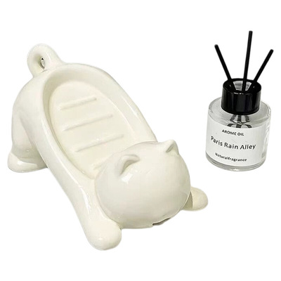 卡通猫咪仿陶瓷塑料肥皂盒创意可爱浴室香皂盒置物架洗手台沥水