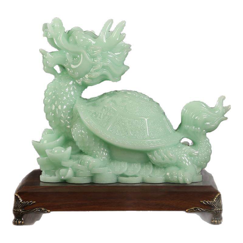 玉石金钱龙龟赑屃摆件客厅装饰品