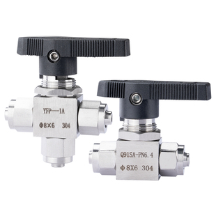 304不锈钢快拧球阀直通/三通PU管四氟管硅胶管塑料软管气管球阀