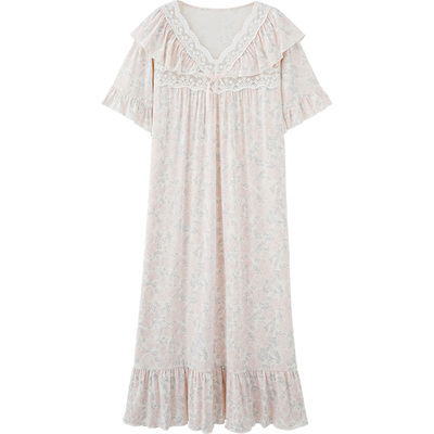 思莉太太莫代尔棉蕾丝公主风睡裙