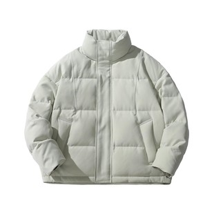 ALLIN 立领鸭绒羽绒服男冬季加厚保暖短款面包服字母压印情侣外套